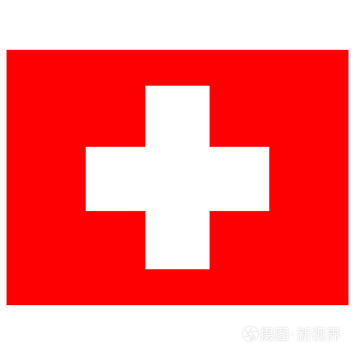 手绘风格的插图与格朗格效果和水彩. 瑞士国旗有格朗格纹理.