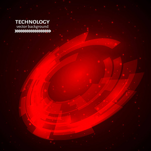 红色技术抽象圈背景。 不明飞行物宇宙矢量插图。 易于编辑业务项目的设计模板。