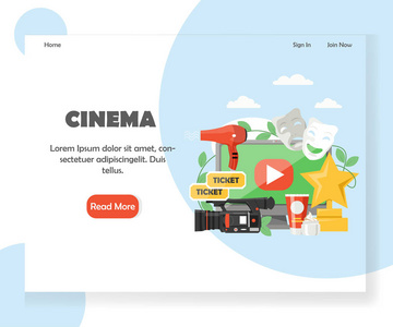 电影矢量网站登陆页面设计模板