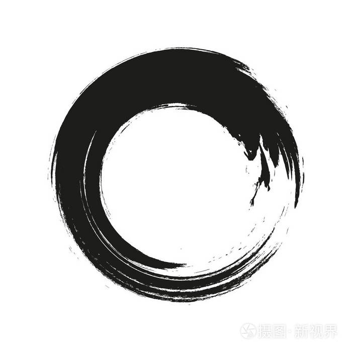 矢量笔触在白色背景上的油漆圆圈.墨迹手绘画笔圆圈.