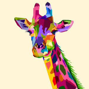 彩色野生动物动物动物长颈鹿流行艺术风格
