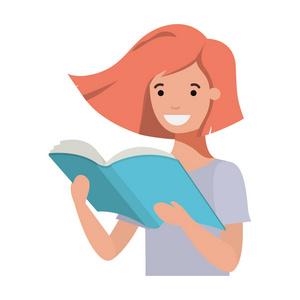 年轻的学生女孩阅读书