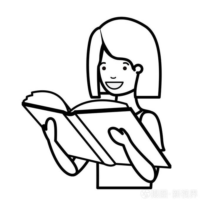 年轻的学生女孩阅读书
