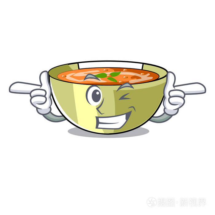 眨眼卡通扁豆汤准备提供矢量插图