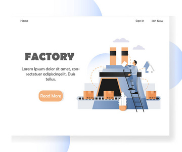 工厂矢量网站登录页面设计模板
