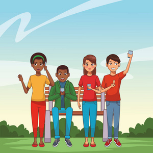 一群朋友卡通照片