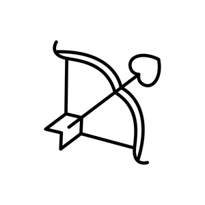 丘比特弓和爱箭图标. 情人节和婚礼概念插图设计.