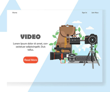 视频矢量网站登陆页面设计模板