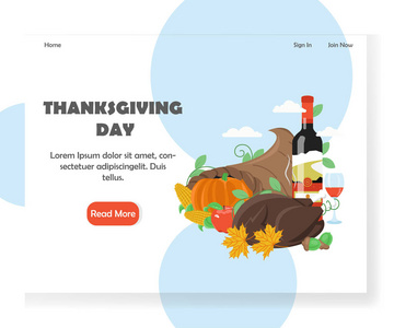 感恩节向量网站登陆页面设计模板