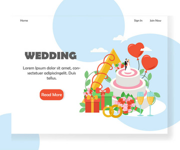 婚礼矢量网站登陆页面设计模板