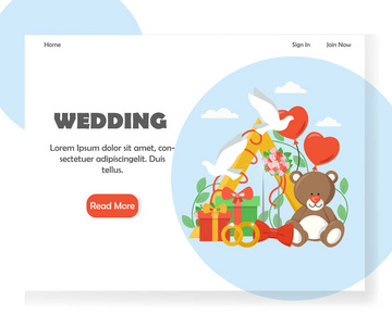 婚礼矢量网站登陆页面设计模板