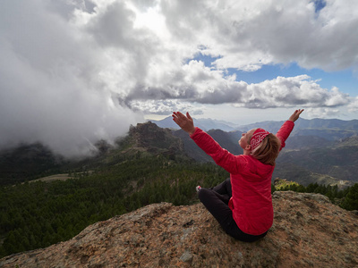 s edge admiring landscape, Gran Canaria, Spain