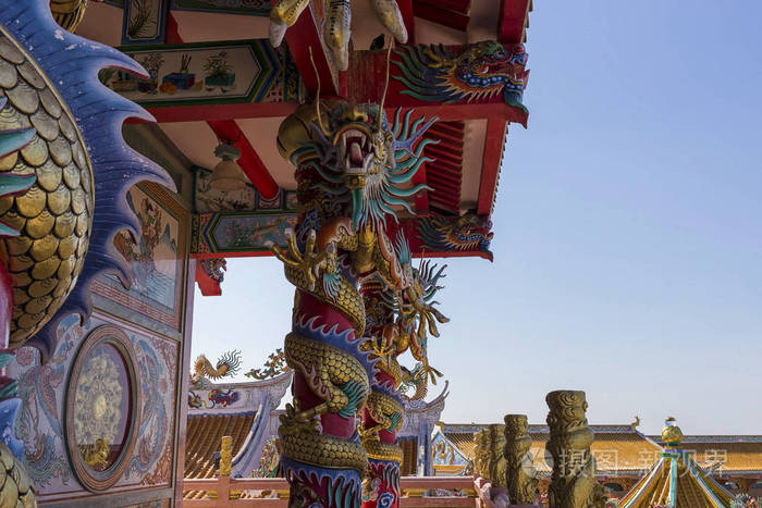 清武里的佛教神殿中国寺庙