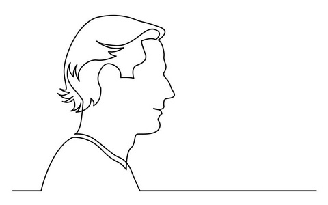 独立于白色背景轮廓上的连续线绘制自信男人肖像