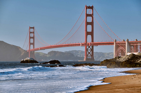 金门大桥景观贝克海滩旧金山加州美国