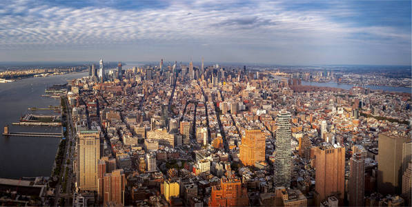 纽约城市全景图，从曼哈顿建筑顶部，纽约，美国，美国，美国，美国