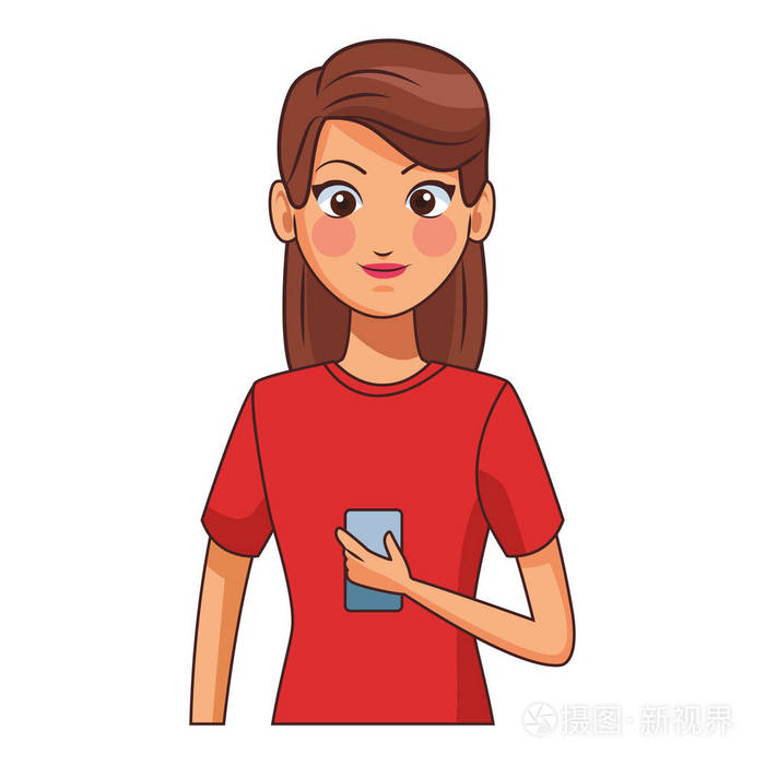 年轻女子聊天卡通
