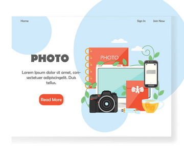 摄影矢量网站登陆页面设计模板
