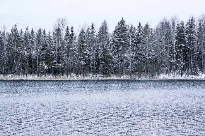 冬天美丽的凯米乔基河。 芬兰