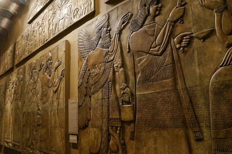 2018年11月莫斯科, 俄罗斯, 混合大厅, assyria 在博物馆, 墙壁基础救济