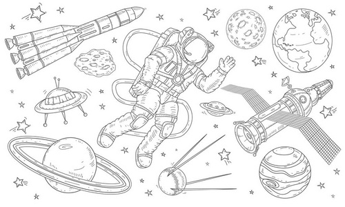 空间运输和宇航员图片-空间运输和宇航员素材-空间运输和宇航员插画
