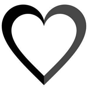心脏符号图标黑色简单勾勒孤立矢量插图