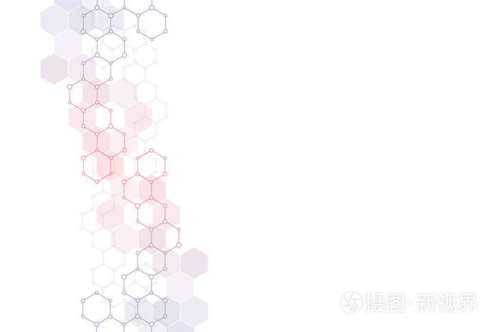 几何背景纹理与分子结构和化学工程.六边形图案的抽象背景