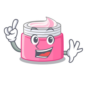 卡通罐子中的手指面霜矢量插图照片