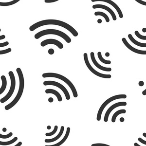 无线互联网标志图标无缝图案背景。 无线技术矢量插图。 网络wifi符号模式。