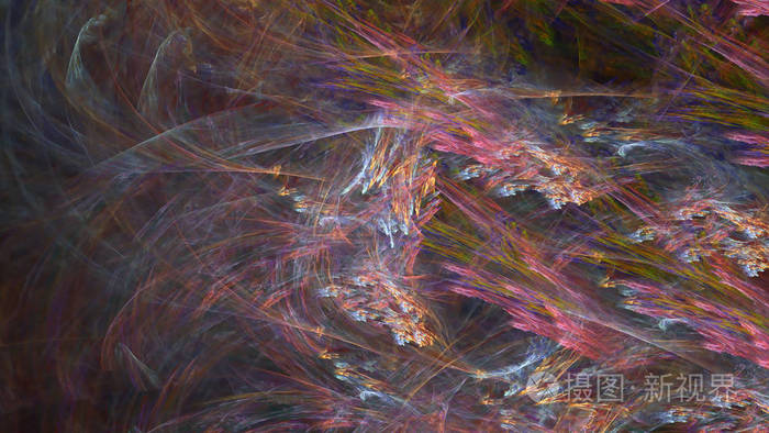 幻想混沌五颜六色的分形图案抽象的分形形状三维渲染插图背景或壁纸