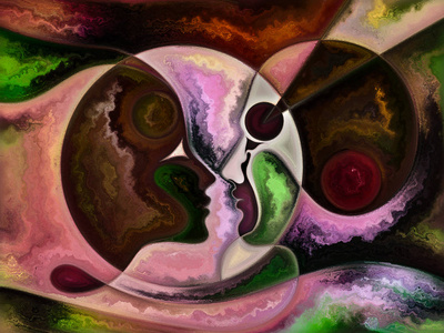 人们面对色彩的抽象安排,有机质地,流动的曲线,适合于内心世界,爱