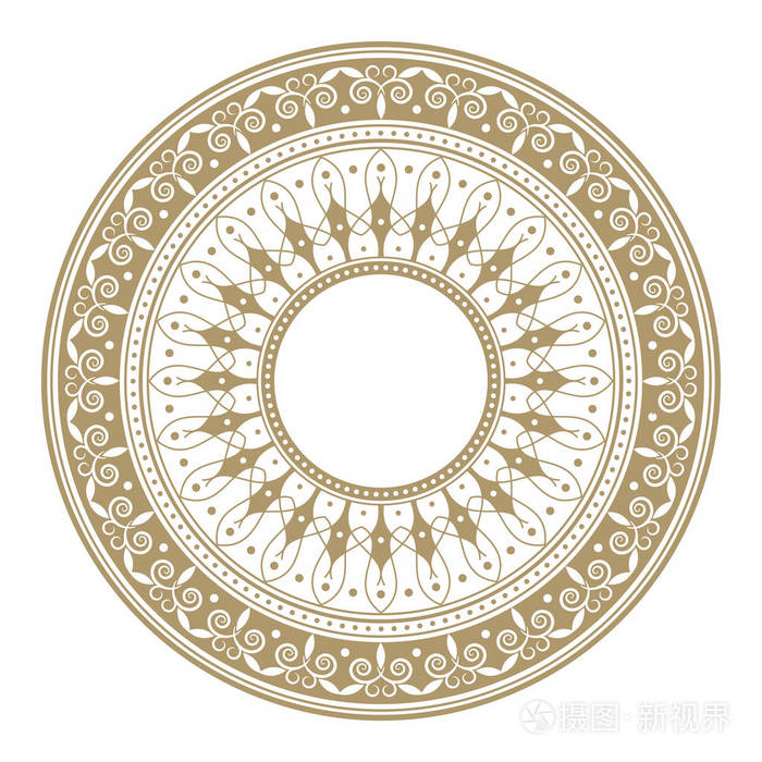 装饰圆形框架设计与抽象花卉图案.圈框.模板向量.