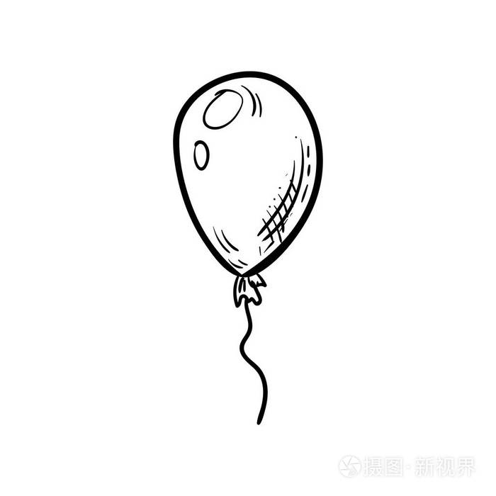 漂亮的手绘时尚气球图标.手绘黑色素描.符号/符号/涂鸦.