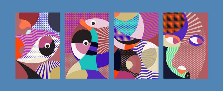 封面海报和印刷品的抽象部落民族背景集插画