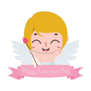 s Day greeting with cute little cupid