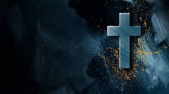 图示耶稣基督的基督教十字架与格鲁涅式飞溅,标志着他的血购买了救赎