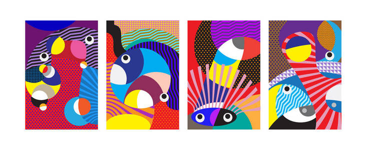 矢量抽象彩色几何和曲线图案背景插图。 封面海报和印刷品的抽象部落民族背景集