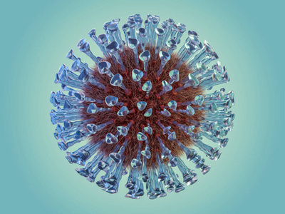 病毒在体内的宏观尺度上背景。 3D渲染