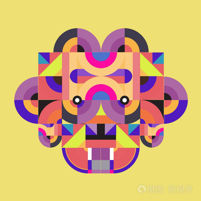 矢量彩色抽象多边形插图动物面具抽象几何形状插画-正版商用图片17i9s