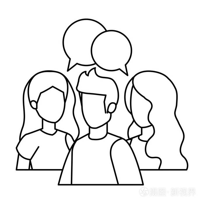 有语音泡泡字符的人小组插画-正版商用图片17i9tx-摄图新视界