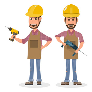 建筑师工头工程建筑工人的不同性格. 矢量插图卡通人物设计照片