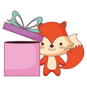 可爱和小狐狸与礼物