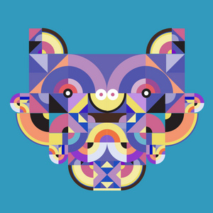 鬼猪矢量彩色抽象多边形插图动物面具抽象几何形状照片