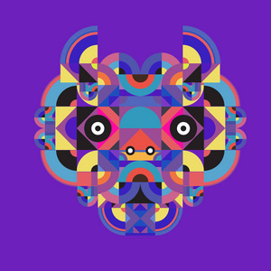 矢量彩色抽象多边形插图动物面具抽象几何形状
