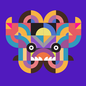 矢量彩色抽象多边形插图动物面具抽象几何形状照片