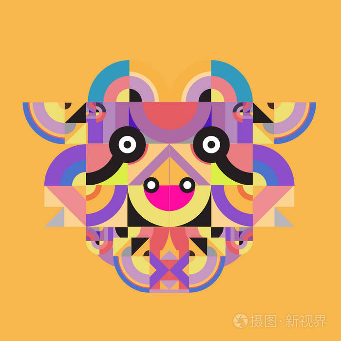 矢量彩色抽象多边形插图动物面具抽象几何形状