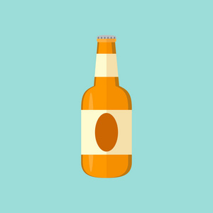 啤酒杯和瓶子平面图标设计，矢量插图
