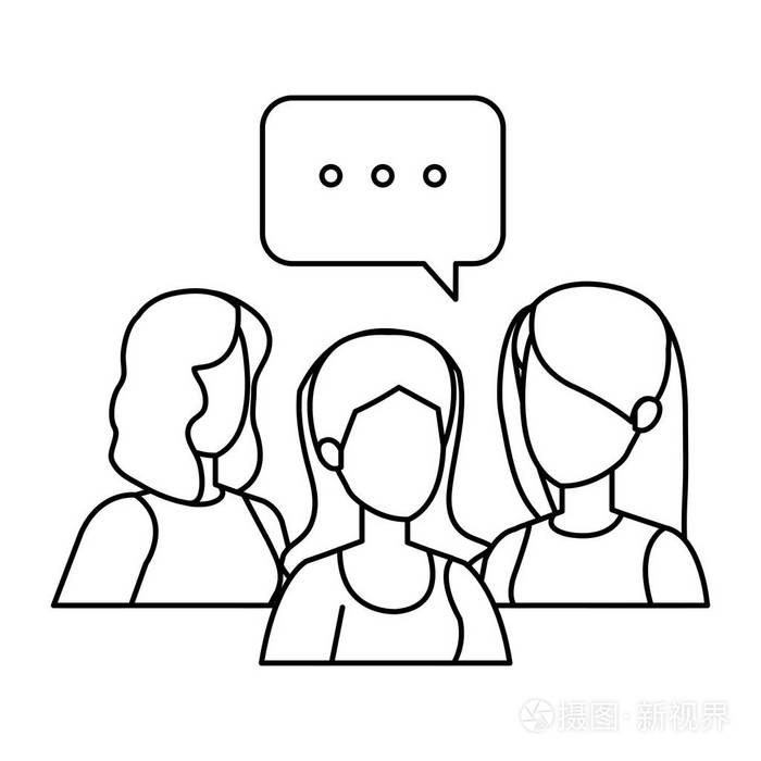 有语言泡泡的女孩组插画-正版商用图片17ieri-摄图新视界