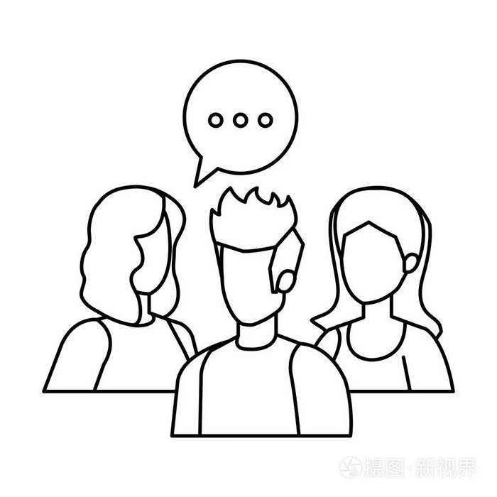 有语音泡泡字符的人小组插画-正版商用图片17ierm-摄图新视界