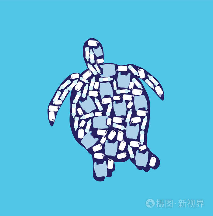 制止海洋塑料污染的矢量插图.生态,地球日.